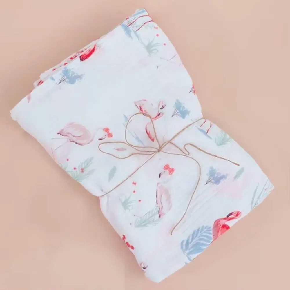 100% cotton Muslin Swaddle blankets Nature Flamingo print